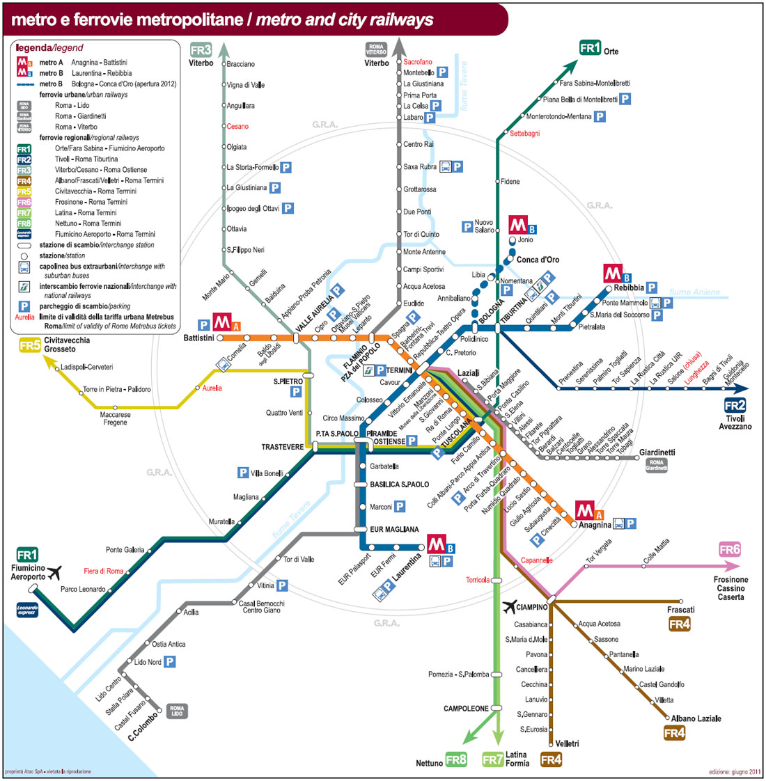 Plan des bus du centre de Rome
