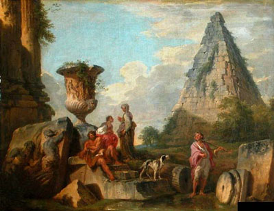 panini - ruines et pyramide de cestius - rome