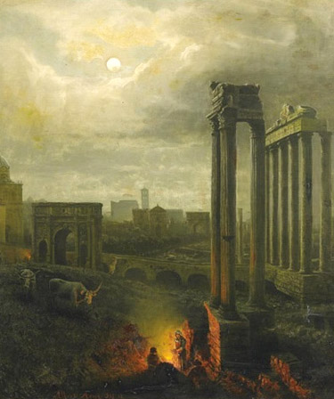 Albert Arnz,La nuit sur le forum romain (1887)