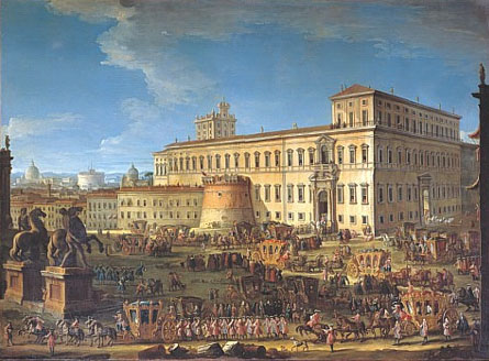 Antonio Joli,Cortège de l'ambassadeur de Venise au Quirinale (1720-1770, date indéterminée)