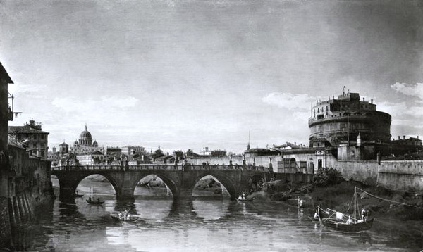 Bernardo Bellotto,Le Tibre avec le château et le pont saint-ange (?, avant 1780, date indéterminée)