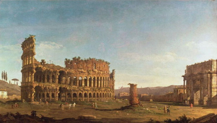 Bernardo Bellotto,Le Colisée et l'Arc de Constantin (1742)
