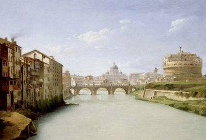 Christoffer Wilhelm Eckersberg,Vue du Pont et du château Saint-Ange (1813-1815, date indéterminée)