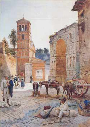 Ettore Roesler Franz,Arc de Janus et San Giorgio in Velabro (?, avant 1907, date indéterminée)