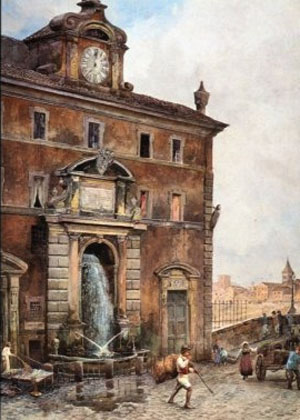 Ettore Roesler Franz,Fontaine des Cent prêtres, Via Giulia (environ 1896)