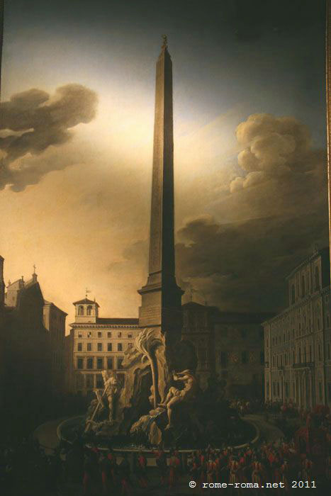 Filippo Gagliardi,Visite du Pape Innocent X à la fontaine des quatre fleuves, Place Navone (environ 1651)
