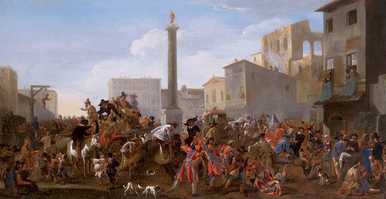 Jan Miel,Carnaval à Piazza Colonna (?, avant 1663, date indéterminée)