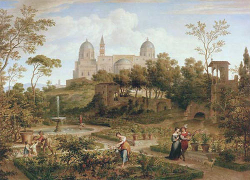 Joseph Anton Koch,Santa Maria Maggiore vue depuis les jardins de la Villa Negroni (environ 1830)