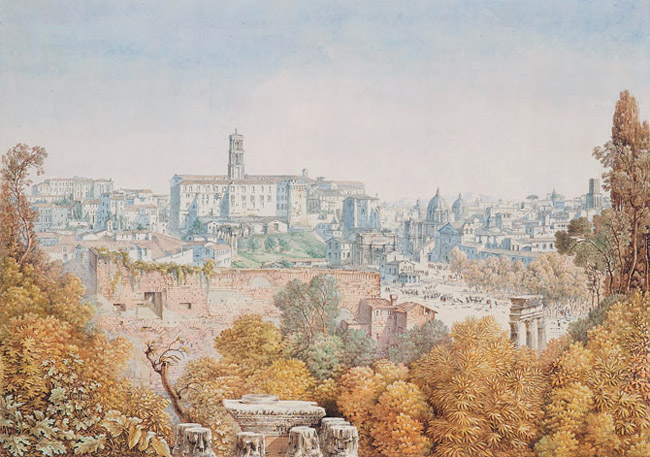 Louis-François Cassas,Panorama sur Rome depuis la colline Oppio (?, avant 1827, date indéterminée)