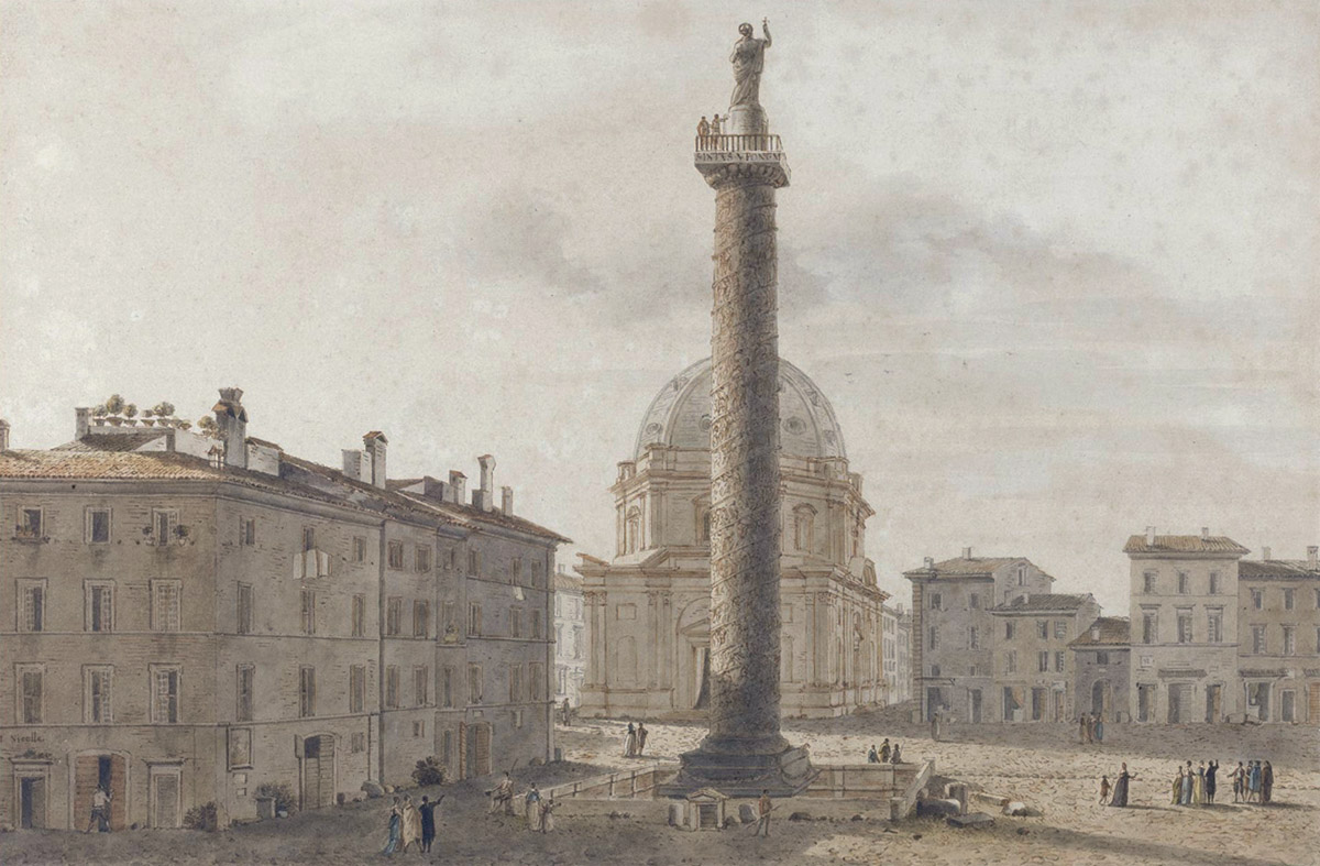 Victor-Jean Nicolle,La colonne trajane devant Santa Maria di Loreto (?, avant 1826, date indéterminée)