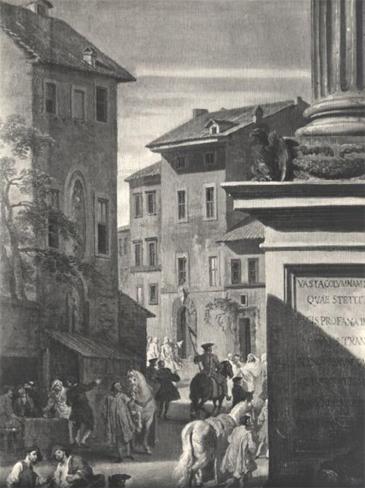Giovanni Paolo Pannini,Place et basilique Sainte-Marie Majeure (détail) (1744)
