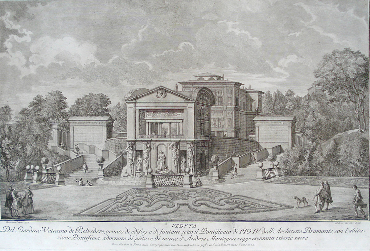 Giovanni Paolo Pannini,Vue du jardin du Belvédere au Vatican (?, avant 1765, date indéterminée)