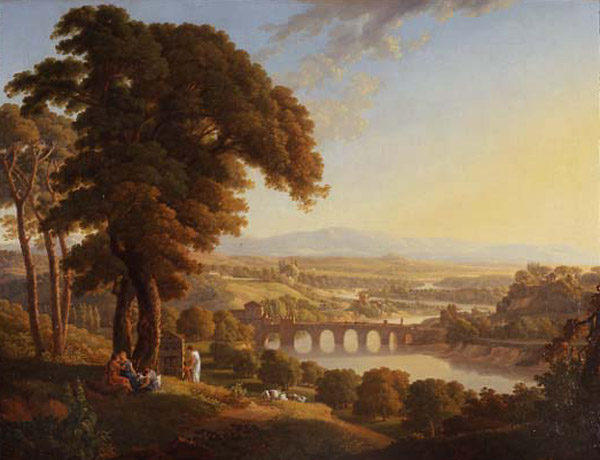 Peter Birmann,Vue sur la vallée du Tibre avec le Pont Milvius (?, avant 1844, date indéterminée)