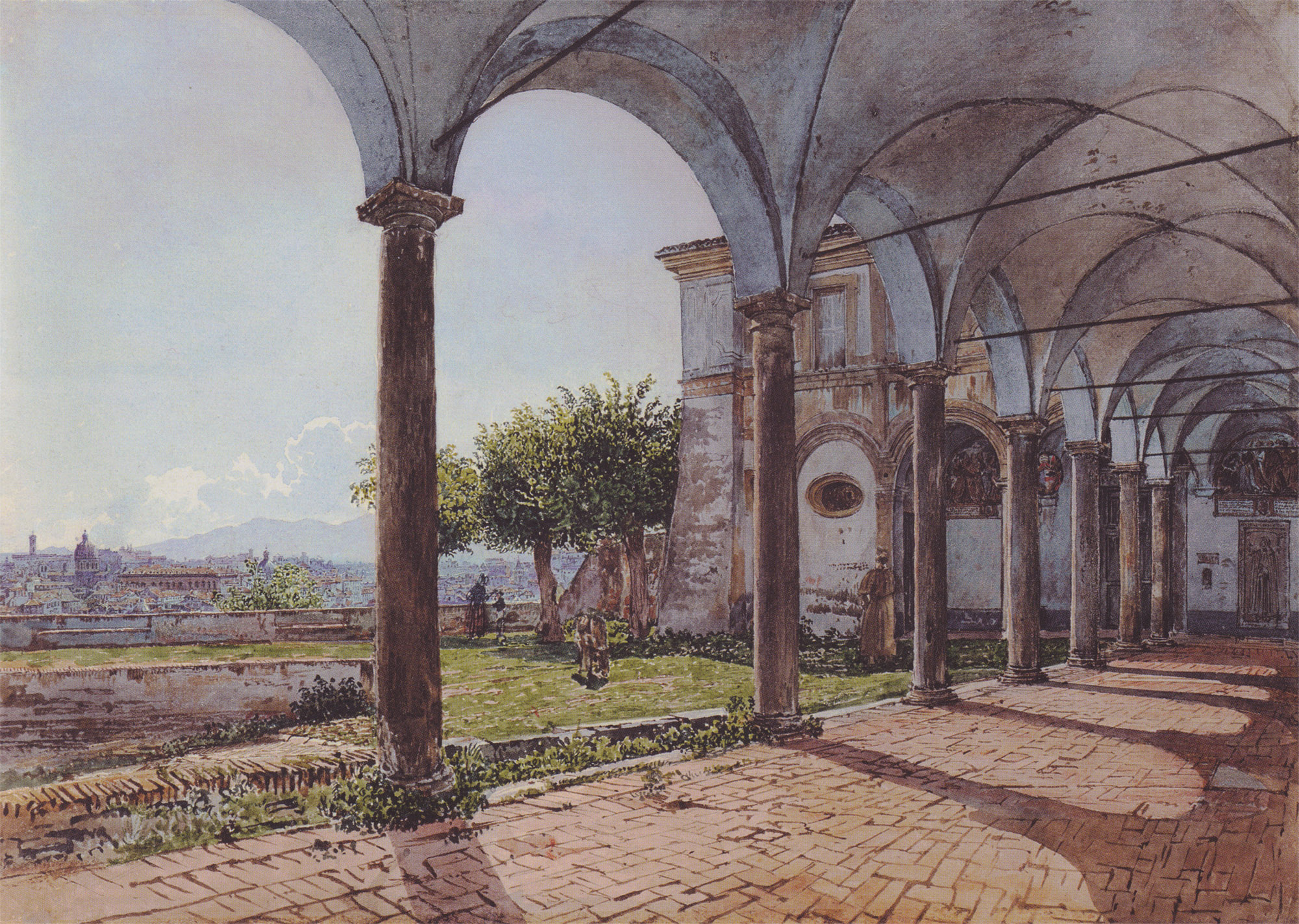 Rudolf von Alt,Vue depuis le monastère Sant' Onofrio (1835)