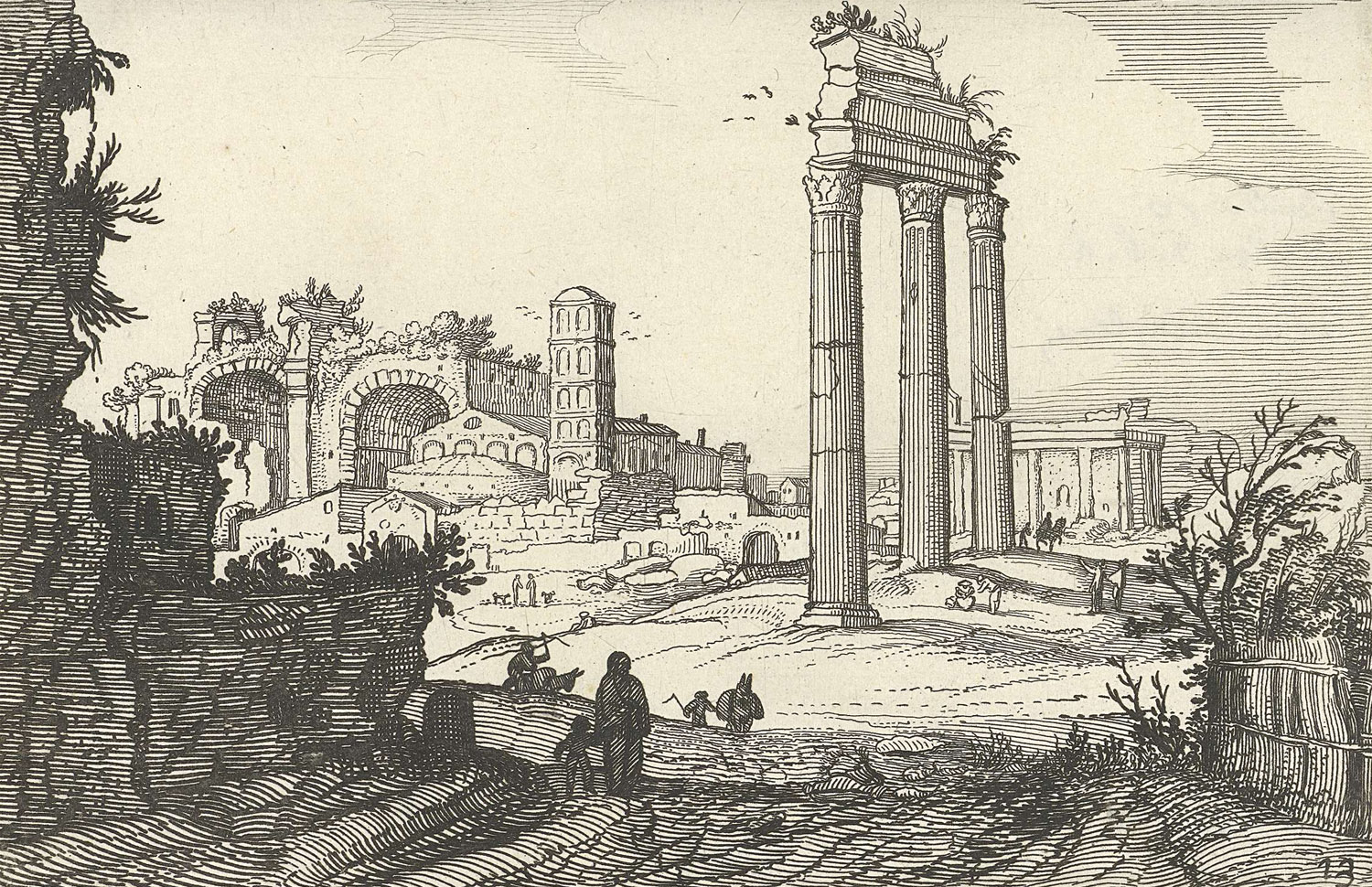 Willem van Nieulandt,Temple de Castor et Pollux et basilique de Maxence (1618)