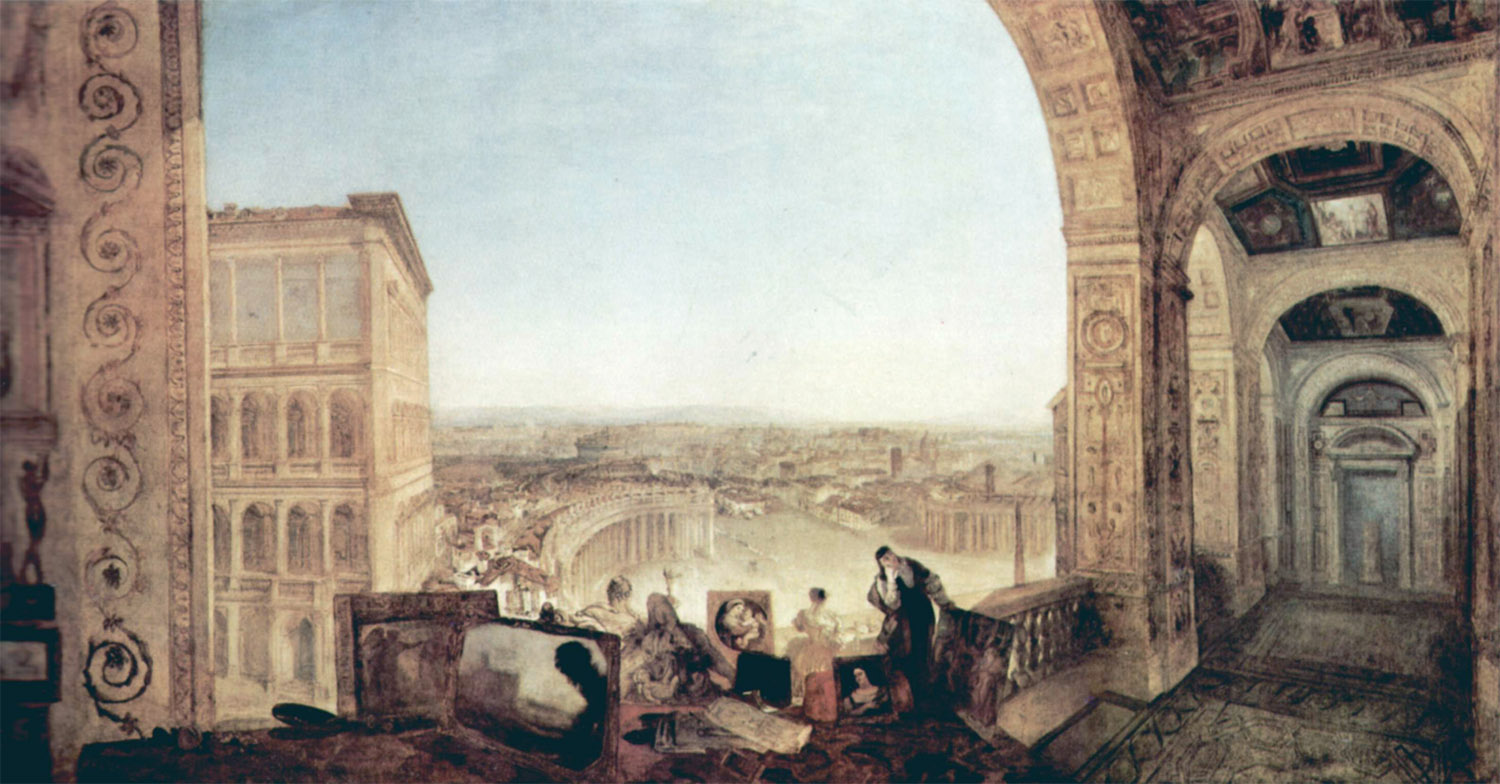 Joseph Mallord William Turner,Vue depuis les loges du Vatican (?, avant 1851)