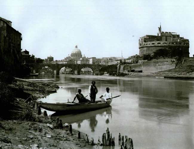 tiber, castle and saint angel bridge