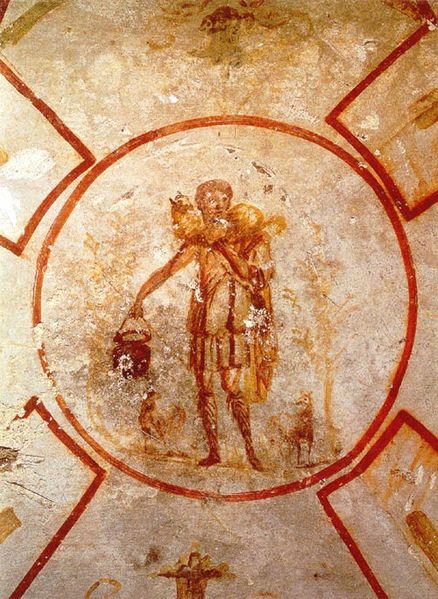 jésus berger - catacombes de saint calixte à rome