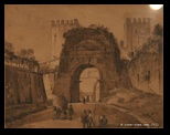 Ippolito Caffi, arco di druso e porta San Sebastiano, circa 1837