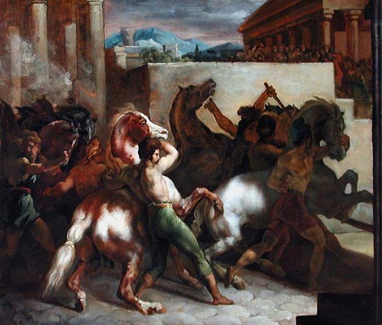 gericault - course de chevaux libres a rome