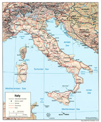 carte relief italie