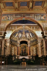 Mosaics at Saint Praxedes: triumphal arch and apse, Rome