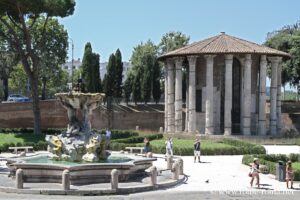 Boarium Forum, Piazza della Boccà della Verità, with the Round Temple, Rome