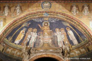 Mosaics at Santa Prassede: triumphal arch and apse, Rome