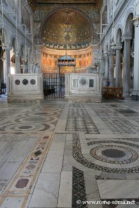 Nave and pavement of the upper basilica of Saint-Clément in Rome