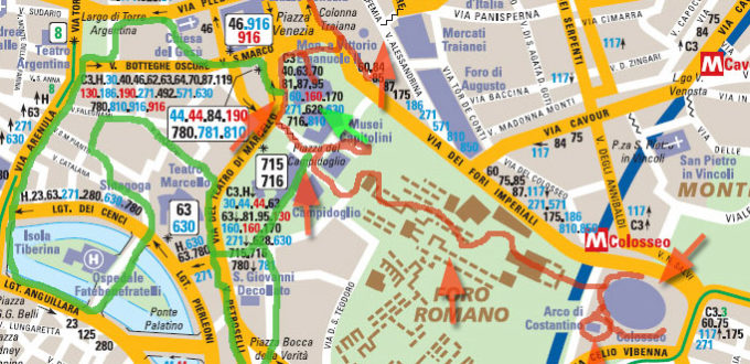 carte itinéraire à Rome