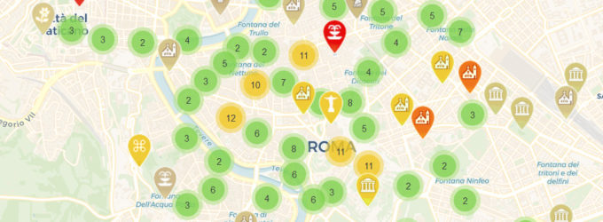 Map of tourist sites in Rome