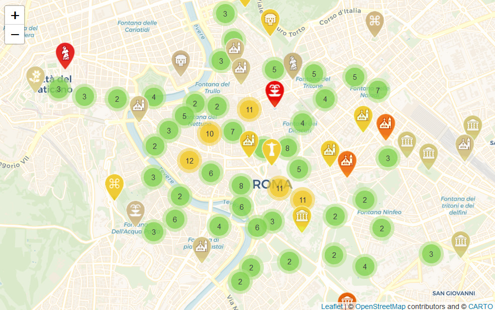 plan interactif de Rome avec monuments