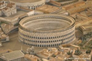 Model of the Colosseum on the model of imperial Rome